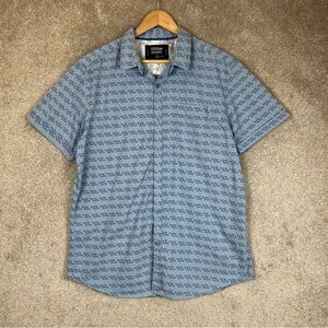 Monument Shirt Mens Extra Large Blue Cotton Short Sleeve Button Front- 3448*